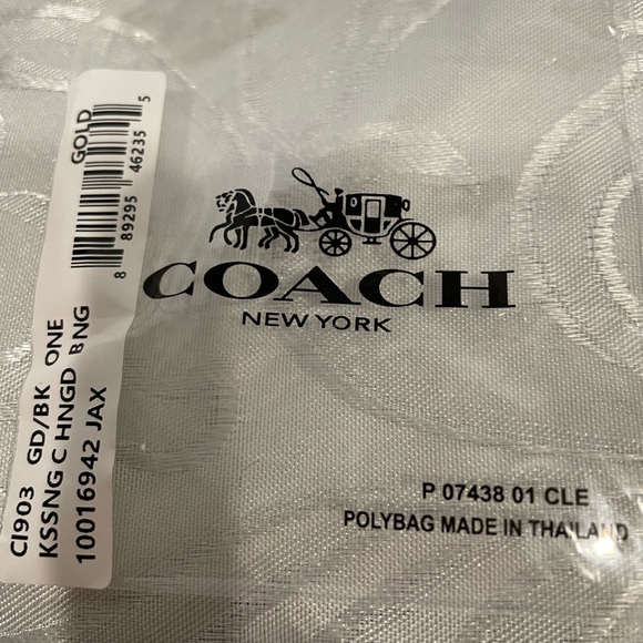 Coach Gold and Cream Logo Huggie Earrings. New - Picture 4 of 6